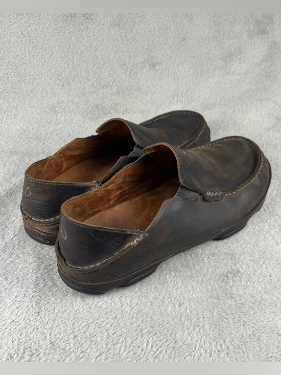 OluKai Moloa Mens 11 Brown Leather Casual Shoes Slip On Comfort Loafers Slides main image 11